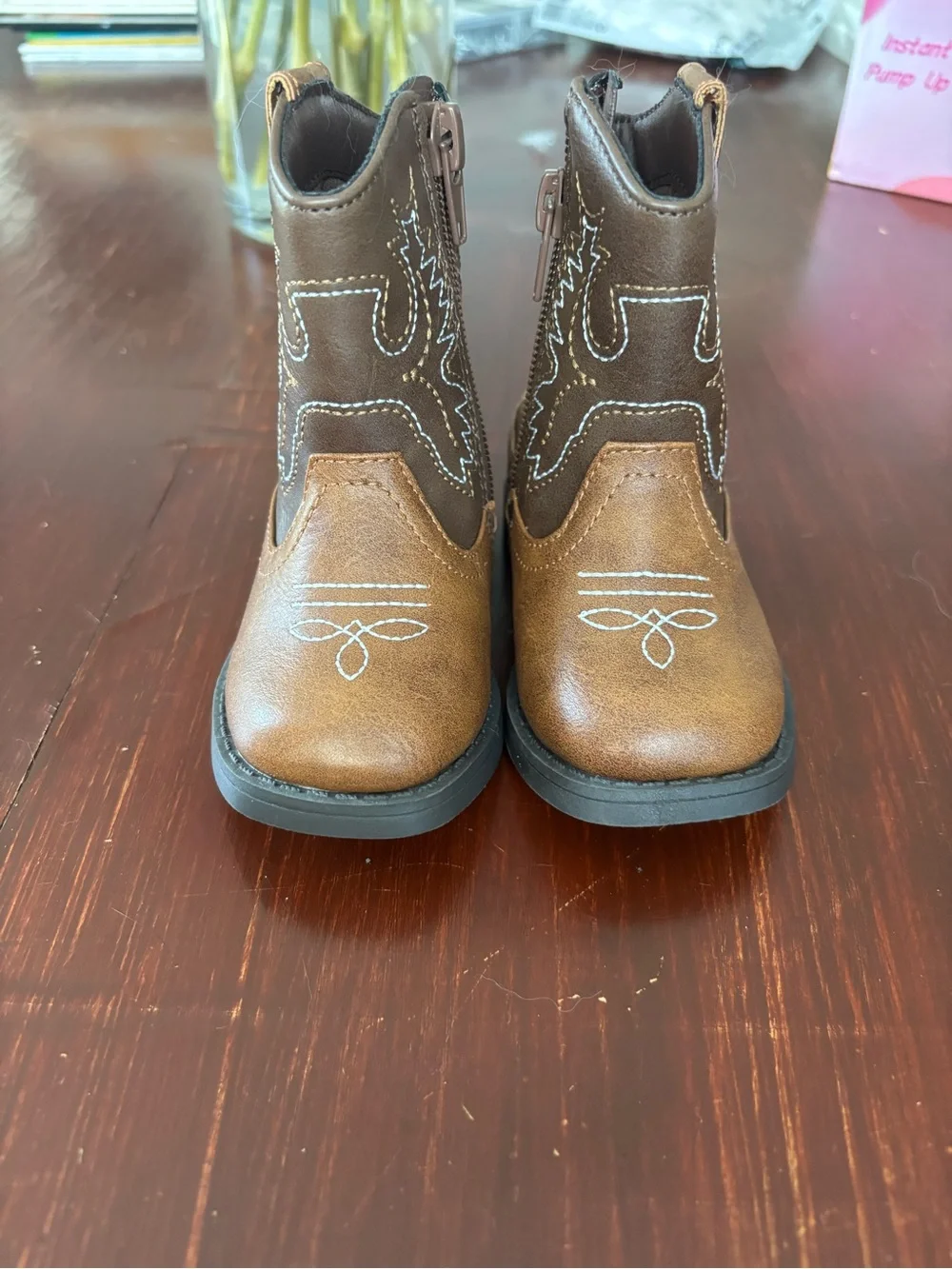wonder nation Brown Embroidered Kids Boot